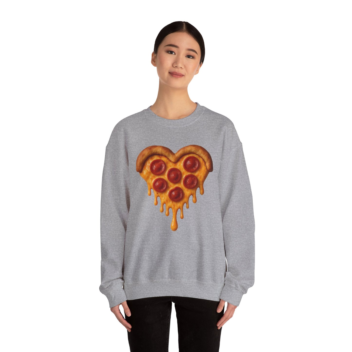 Heart-Shaped Pizza Sweatshirt - Unisex Cozy Crewneck for Food Lovers - Riff Raff Wear