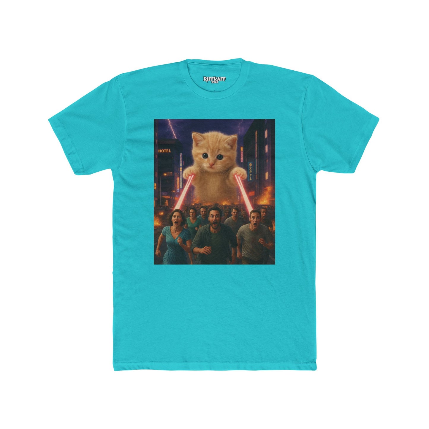 Funny Cat Hero Unisex Cotton Crew Tee - Perfect for Casual Wear - Riff Raff Wear