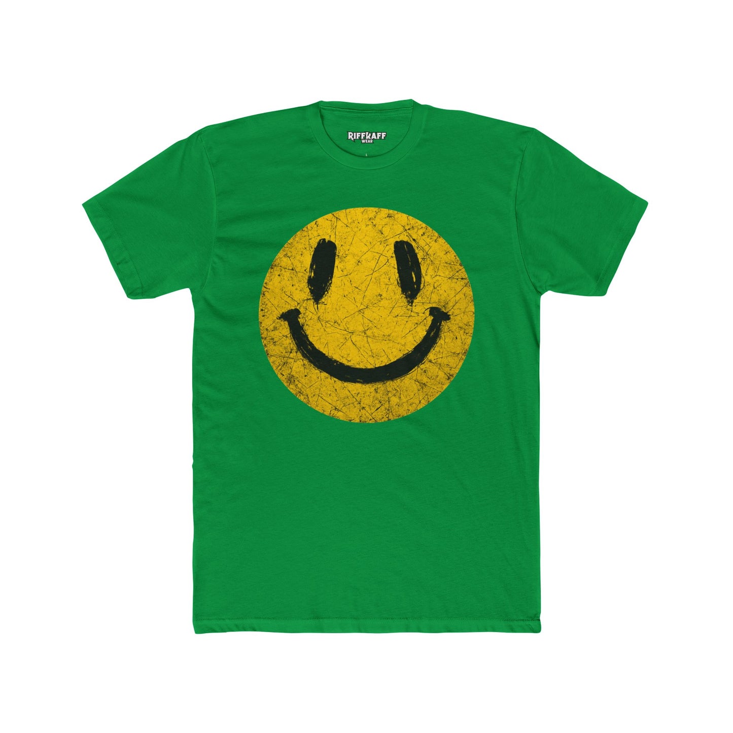 Retro Smiley Face Unisex Cotton Crew Tee - Joyful Vibe T-Shirt - Riff Raff Wear