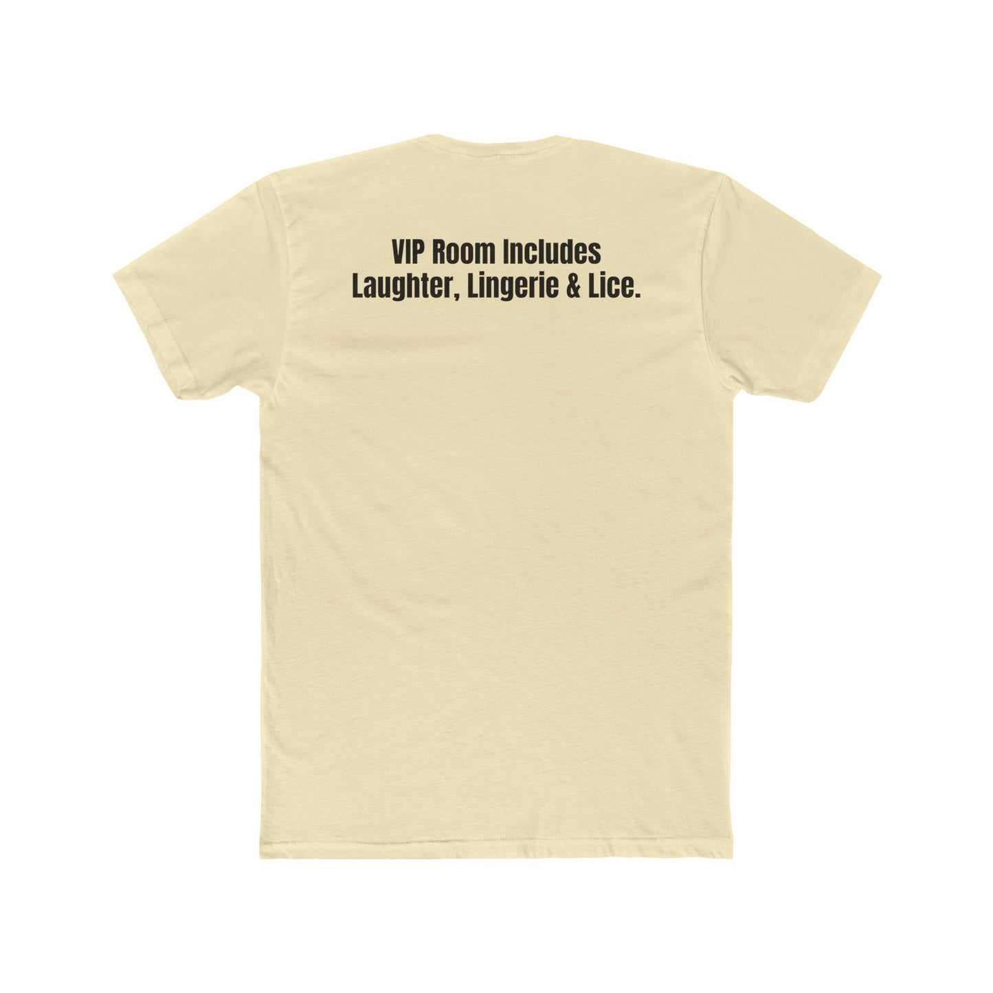 Velvet Clam Unisex Cotton Crew Tee - Funny Graphic T-Shirt with VIP Room Text - Riff Raff Underground