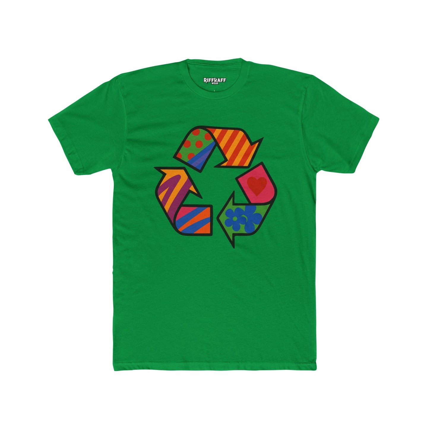 Colorful Recycle Symbol Unisex Cotton Crew Tee - Eco-Friendly Fashion - Riff Raff Wear