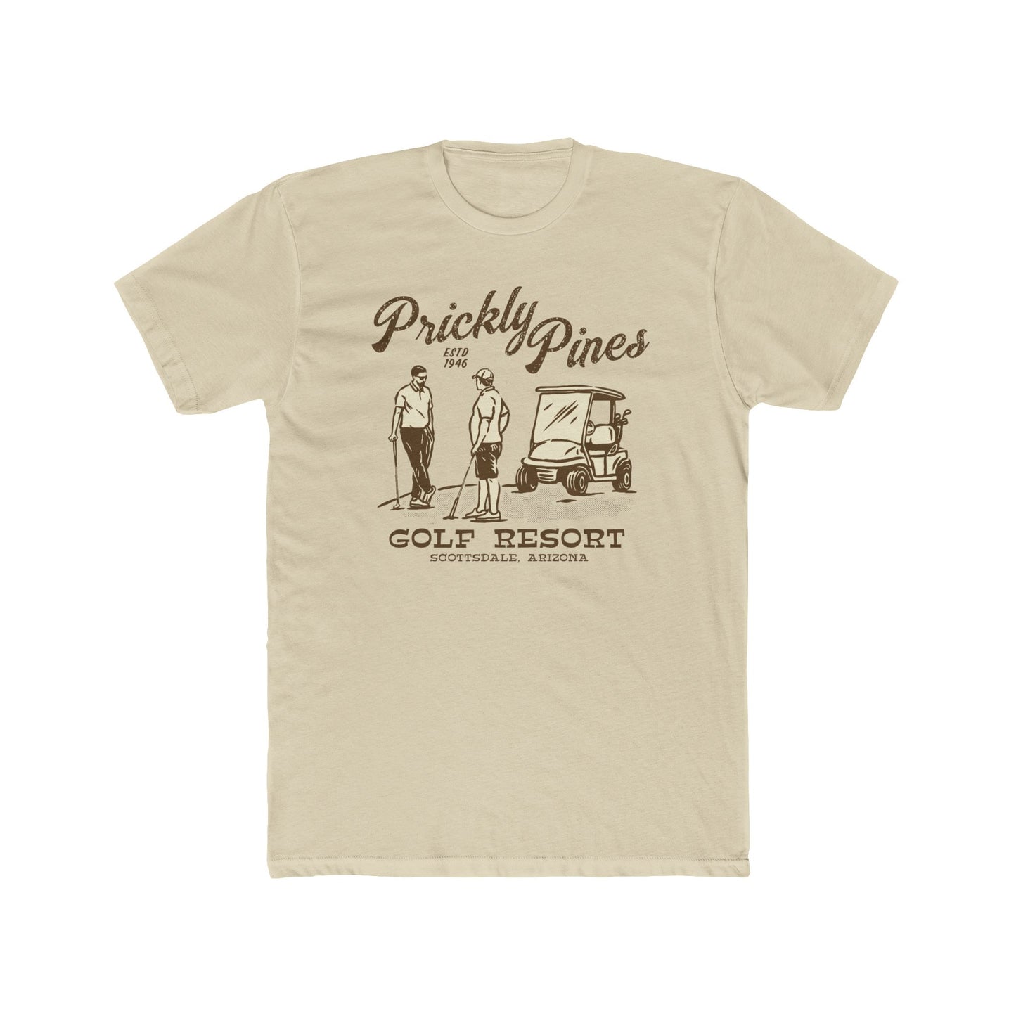 Prickly Pines Golf Resort Unisex Cotton Crew Tee - Perfect for Golf Lovers! - Riff Raff Wear Underground