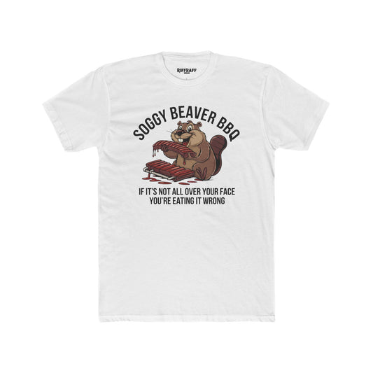 Soggy Beaver BBQ Unisex Cotton Crew Tee - Fun Foodie Shirt - Riff Raff Wear