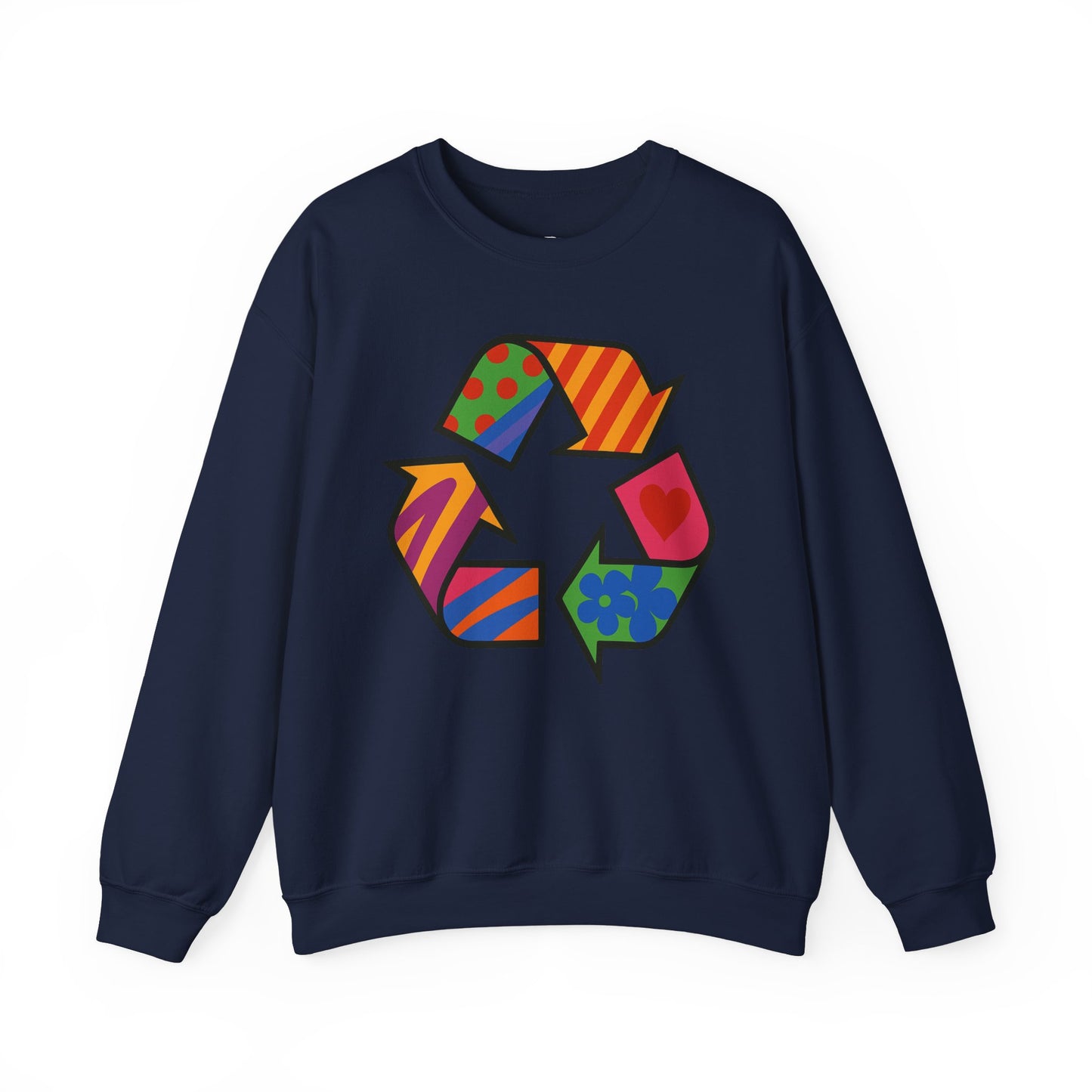 Eco-Friendly Graphic Sweatshirt - Unisex Heavy Blend™ Crewneck with Colorful Recycle Design - Riff Raff Wear