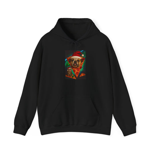 Pug Pizza Party Hoodie - Fun Sweatshirt for Pet Lovers, Holiday Apparel, Christmas Gift, Cozy Gift for Him and Her - Riff Raff Wear