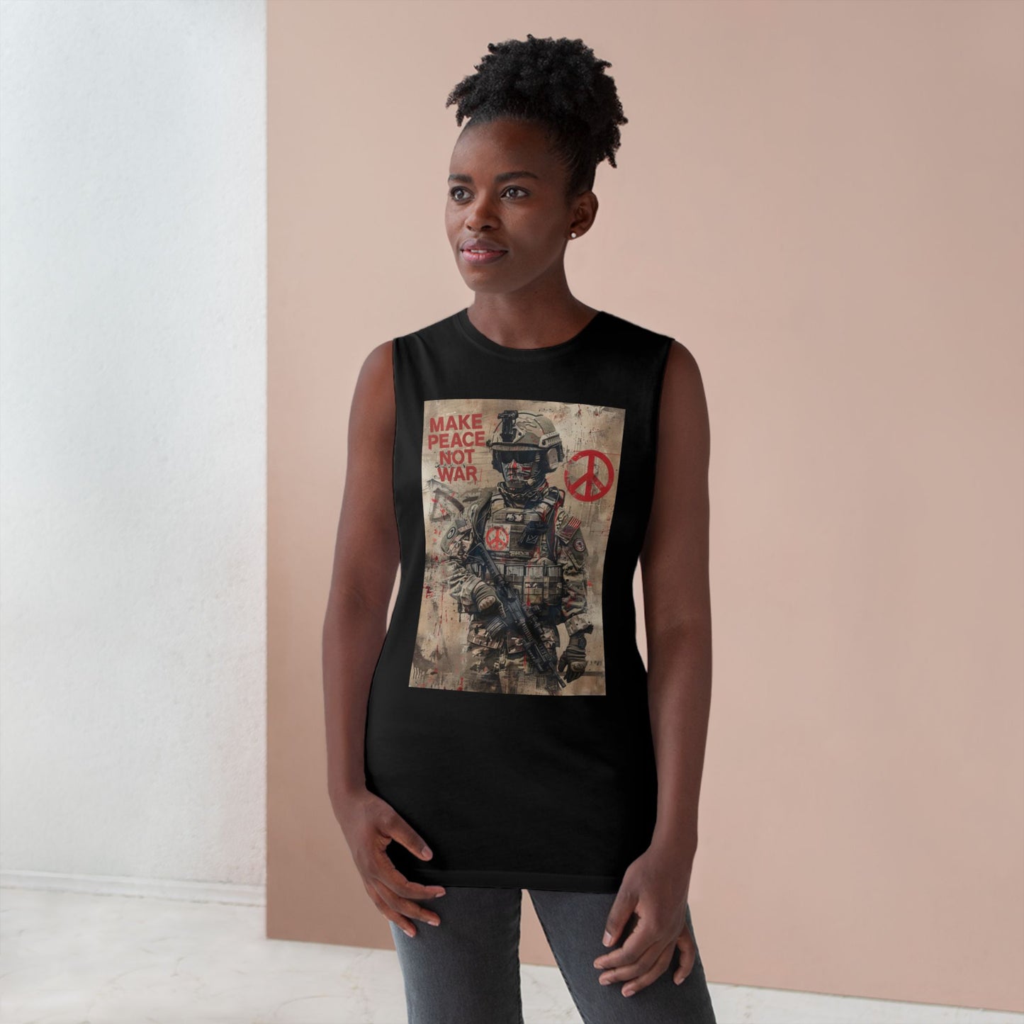 Make Peace Not War Unisex Tank Top - Casual Military-Inspired Tee - Riff Raff Wear