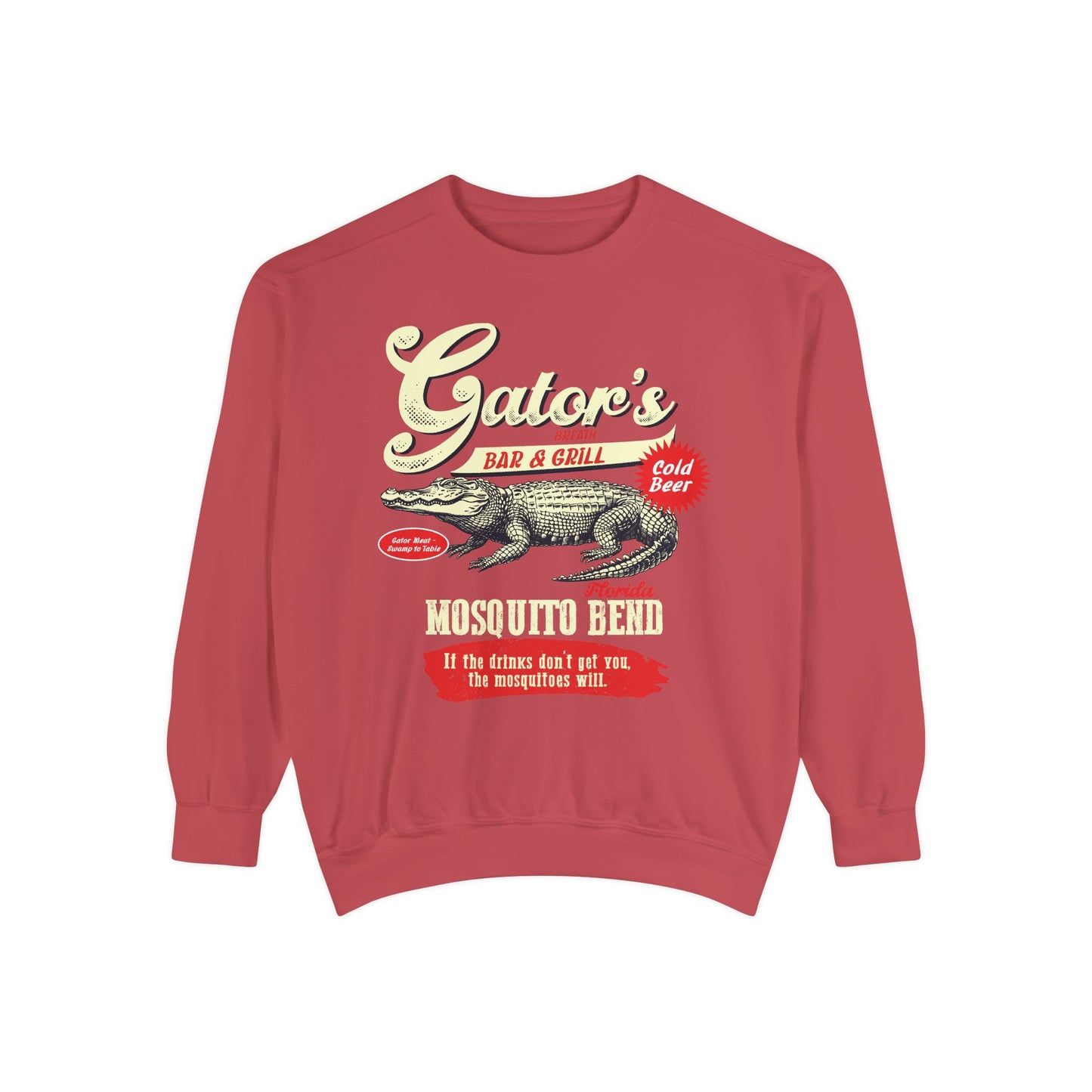 Funny Gator's Bar & Grill Sweatshirt | Unisex Garment-Dyed Crewneck - Riff Raff Wear