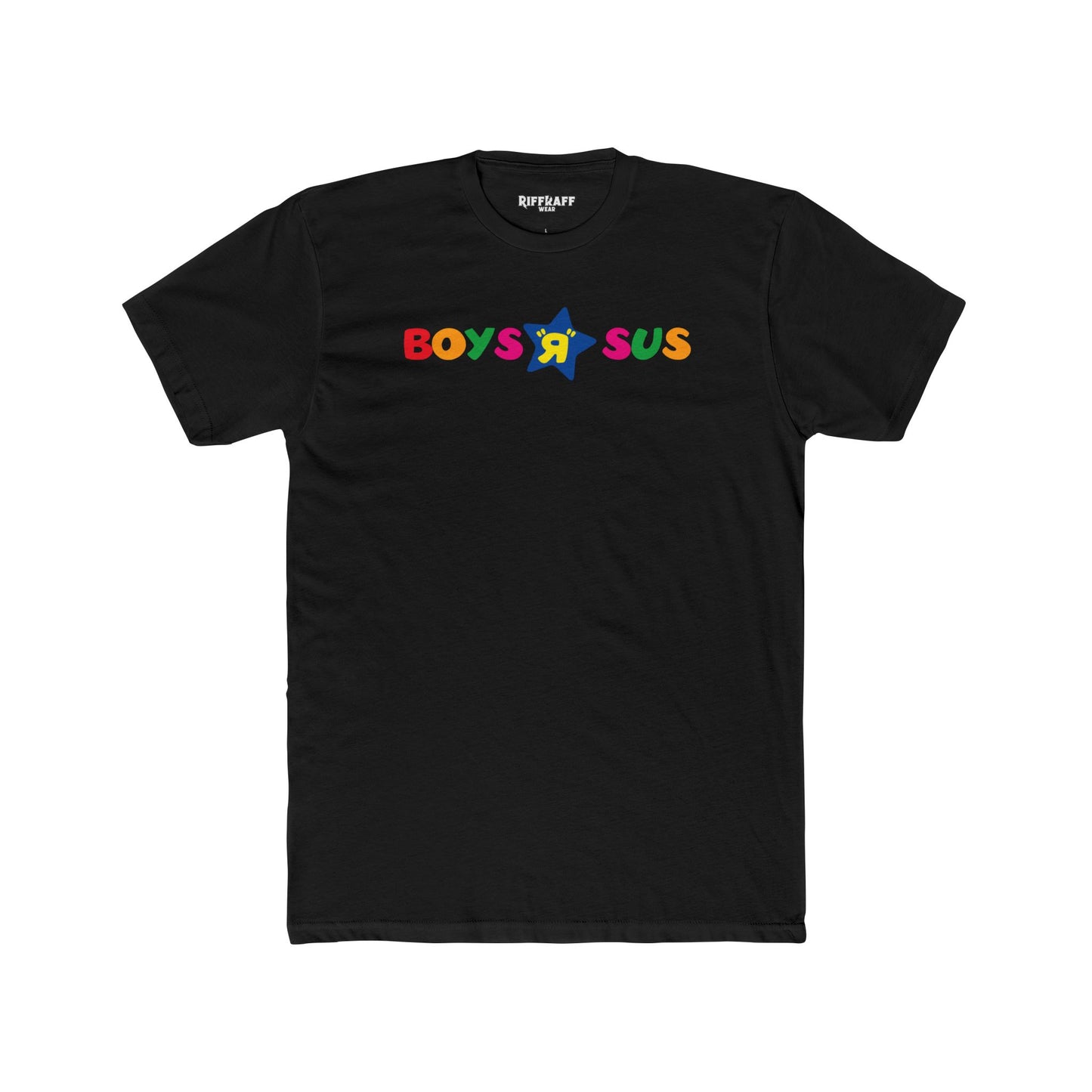 Colorful 'Boys R Sus' Unisex Cotton Crew Tee - Parody Logo Series - Riff Raff Wear