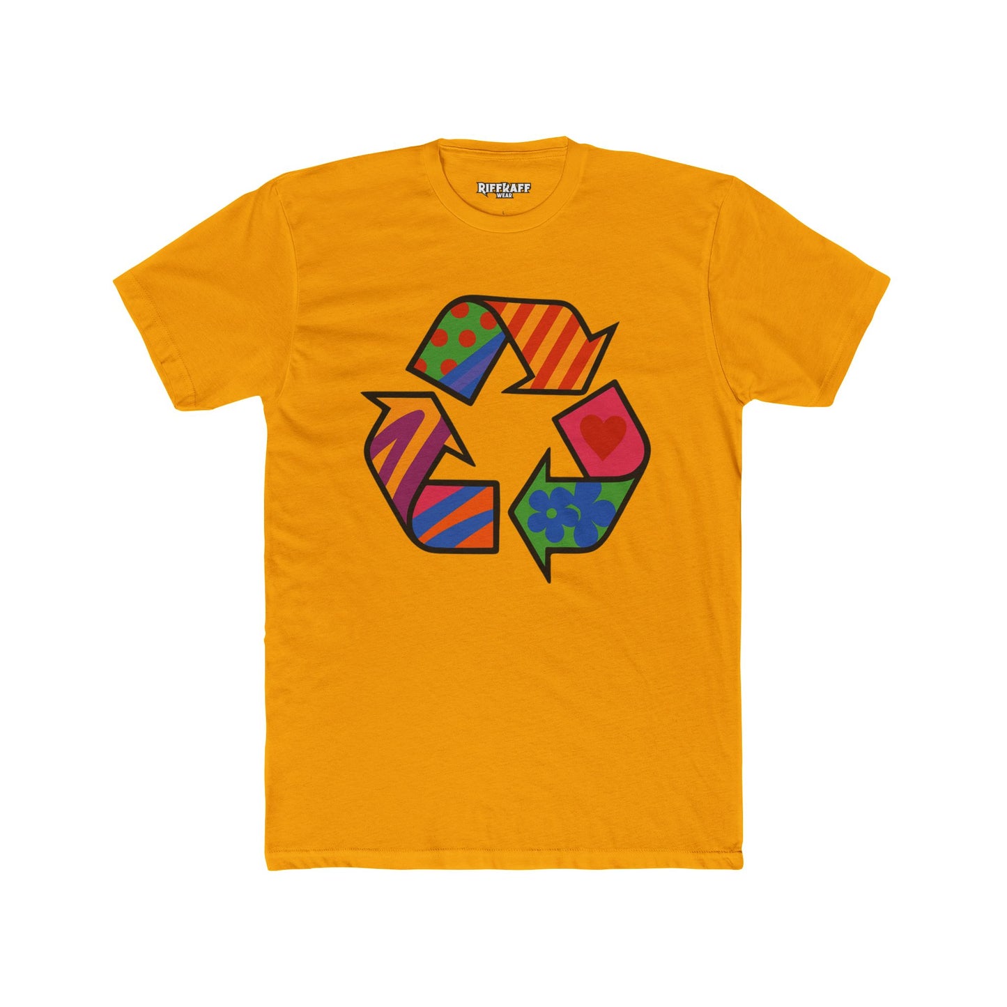 Colorful Recycle Symbol Unisex Cotton Crew Tee - Eco-Friendly Fashion - Riff Raff Wear