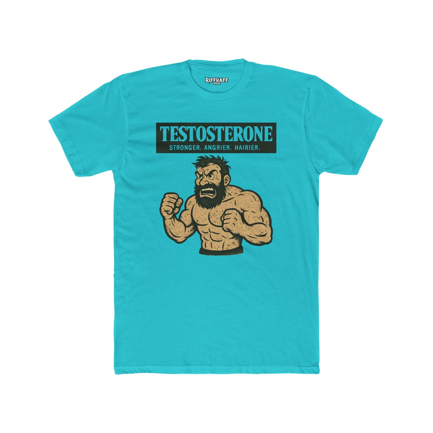Testosterone Unisex Cotton Crew Tee - Stronger Angry Wiser - Casual Graphic Shirt - OverRX - Riff Raff Wear