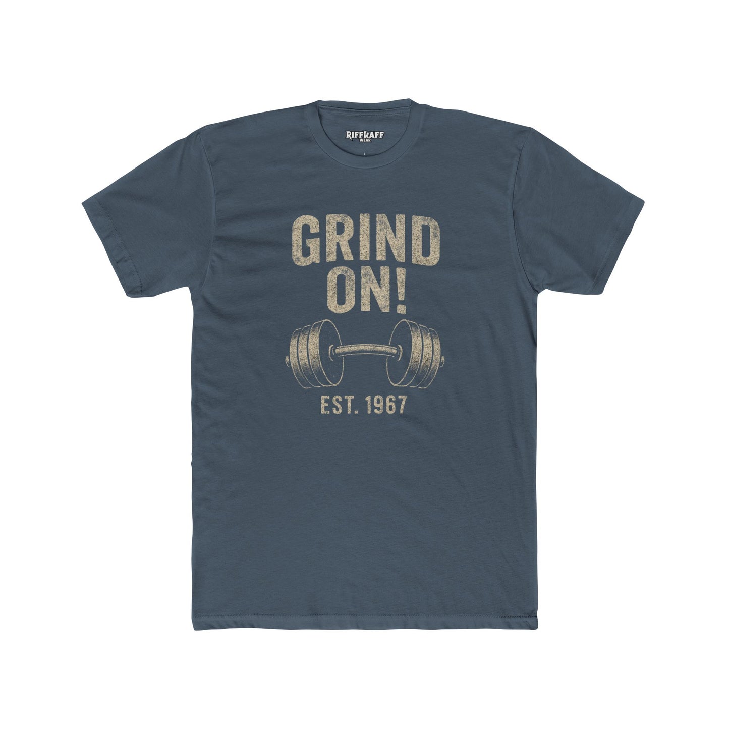 Grind On! Unisex Cotton Crew Tee for Fitness Enthusiasts - Riff Raff Wear