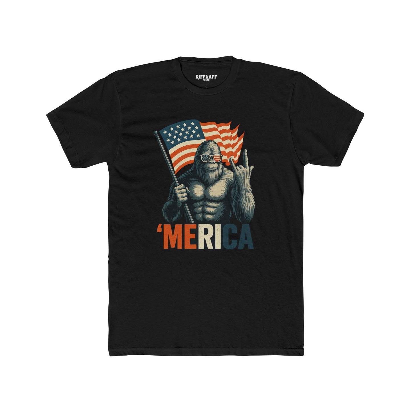 'Merica Bigfoot Tee - Fun Graphic T-Shirt, Unisex Humor Shirt, Patriotic Apparel, Perfect for BBQ - Riff Raff Wear
