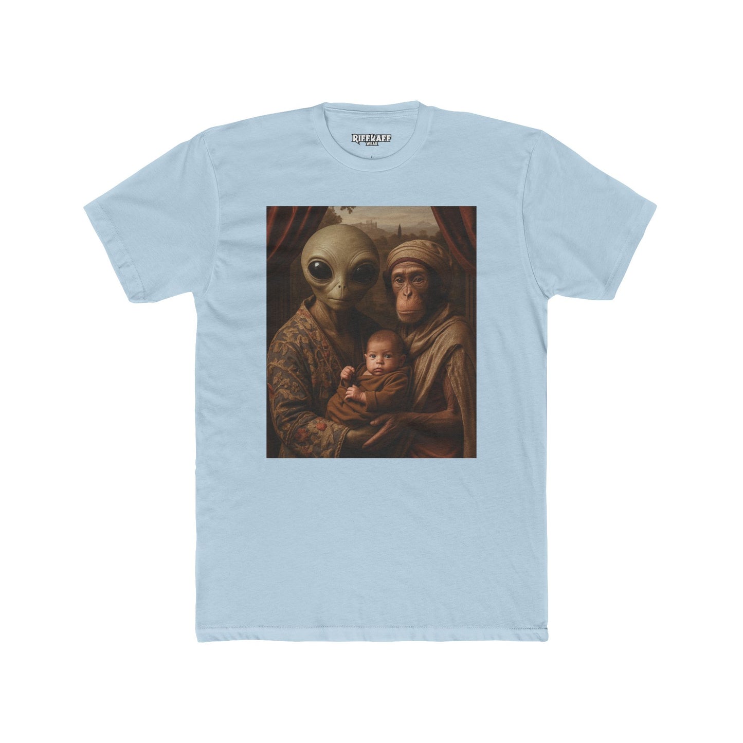 Early Earth Alien Family Portrait Unisex Cotton Crew Tee - Riff Raff Wear