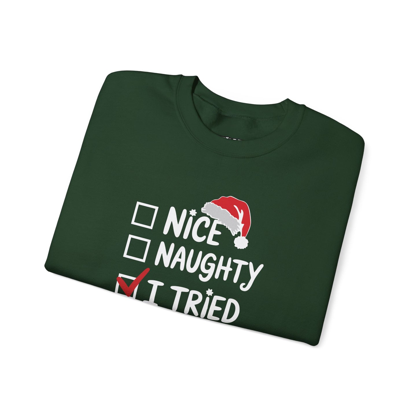 Christmas Sweatshirt, Funny Holiday Gift, Cozy Crewneck, Naughty Nice Humor, Unisex Winter Style, Festive Apparel - DMHoops.com