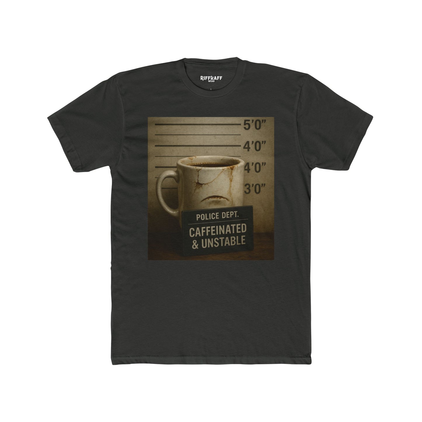 Caffeinated & Unstable Unisex Cotton Crew Tee - Perfect Gift for Coffee Lovers - Riff Raff Wear