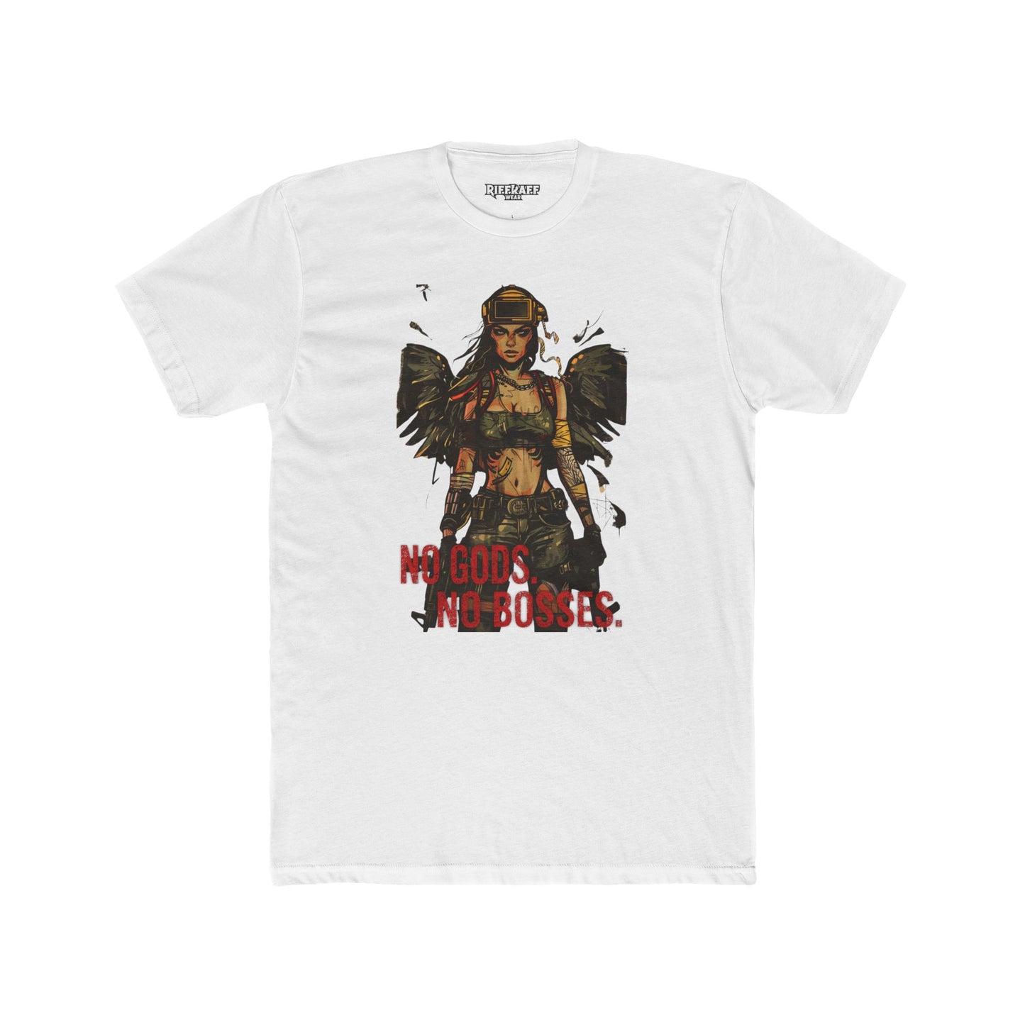 No Gods No Bosses Unisex Cotton Crew Tee - Rebel Vibe Shirt - Riff Raff Wear