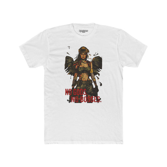 No Gods No Bosses Unisex Cotton Crew Tee - Rebel Vibe Shirt - Riff Raff Wear