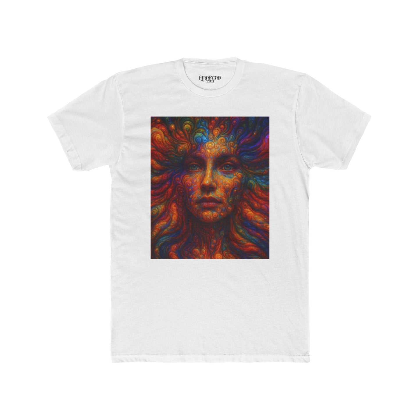 Vibrant Artistic Unisex Cotton Crew Tee - Colorful Abstract Face Design - Riff Raff Wear
