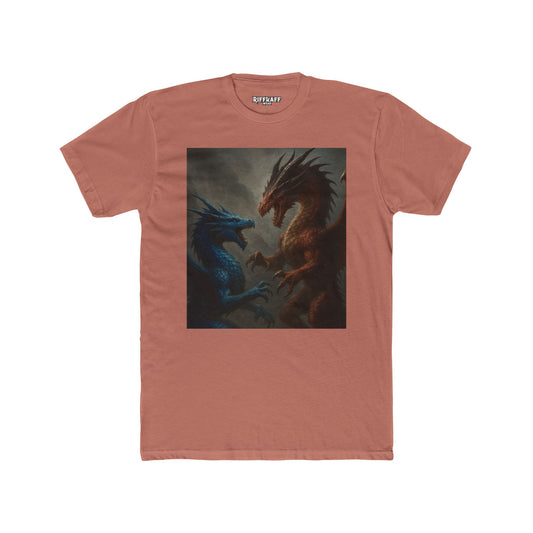 Epic Dragon Showdown Unisex Cotton Crew Tee | Fantasy T-Shirt - Riff Raff Wear