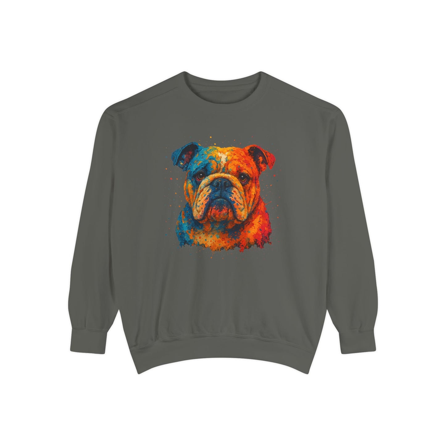 Vibrant Bulldog Sweatshirt - Cozy, Garment-Dyed Unisex Style - Riff Raff Wear
