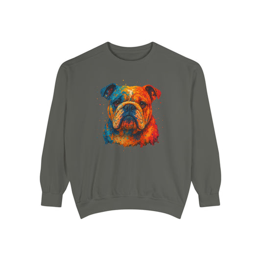 Vibrant Bulldog Sweatshirt - Cozy, Garment-Dyed Unisex Style - Riff Raff Wear
