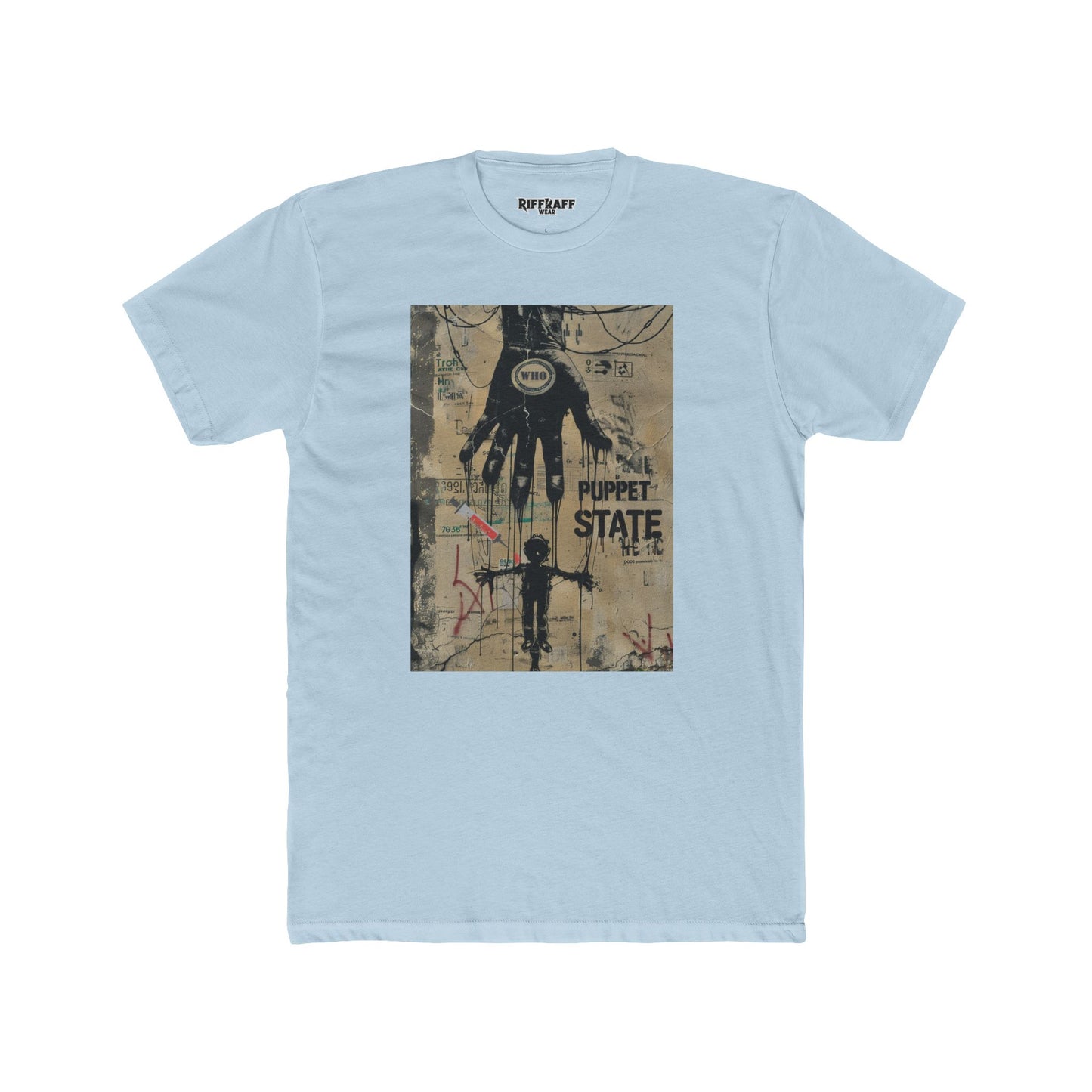 Unisex Cotton Crew Tee - Puppet State Political Art - Riff Raff Wear