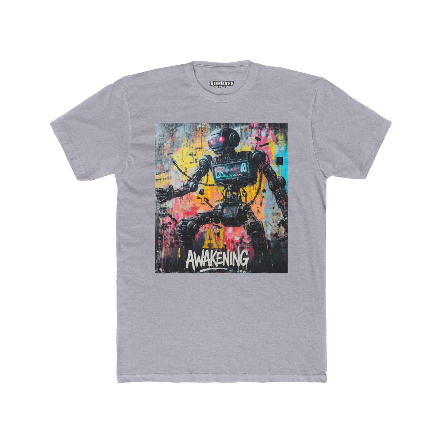 AI Awakening Unisex Cotton Crew Tee - Futuristic Art T-Shirt - Riff Raff Wear