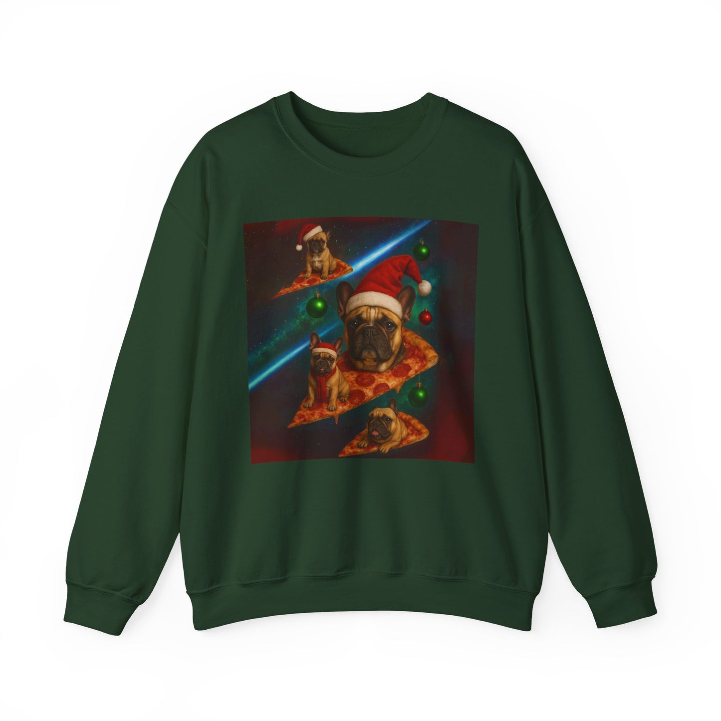 Festive Pizza Dog Crewneck Sweatshirt | Fun Holiday Apparel | Gift for Dog Lovers, Christmas Sweatshirt, Cozy Fashion, Unisex Style - Riff Raff Wear