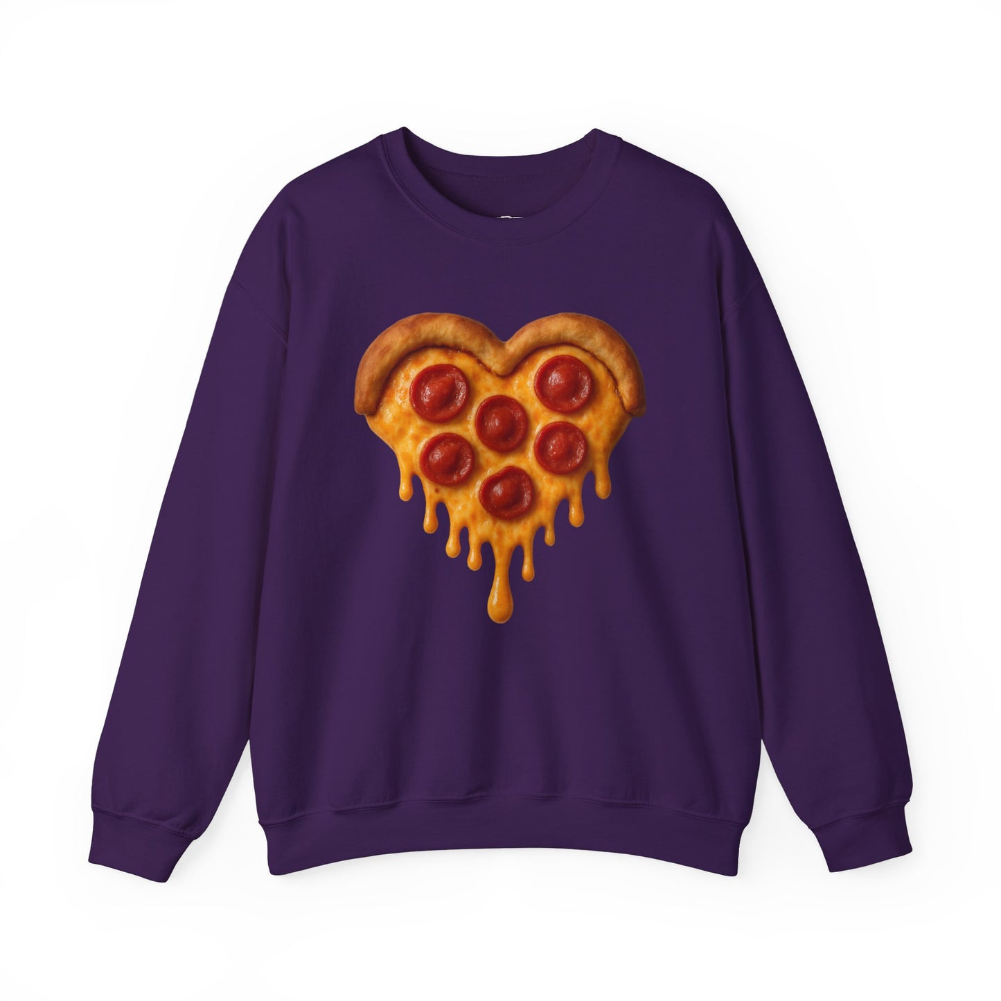 Heart-Shaped Pizza Sweatshirt - Unisex Cozy Crewneck for Food Lovers - Riff Raff Wear