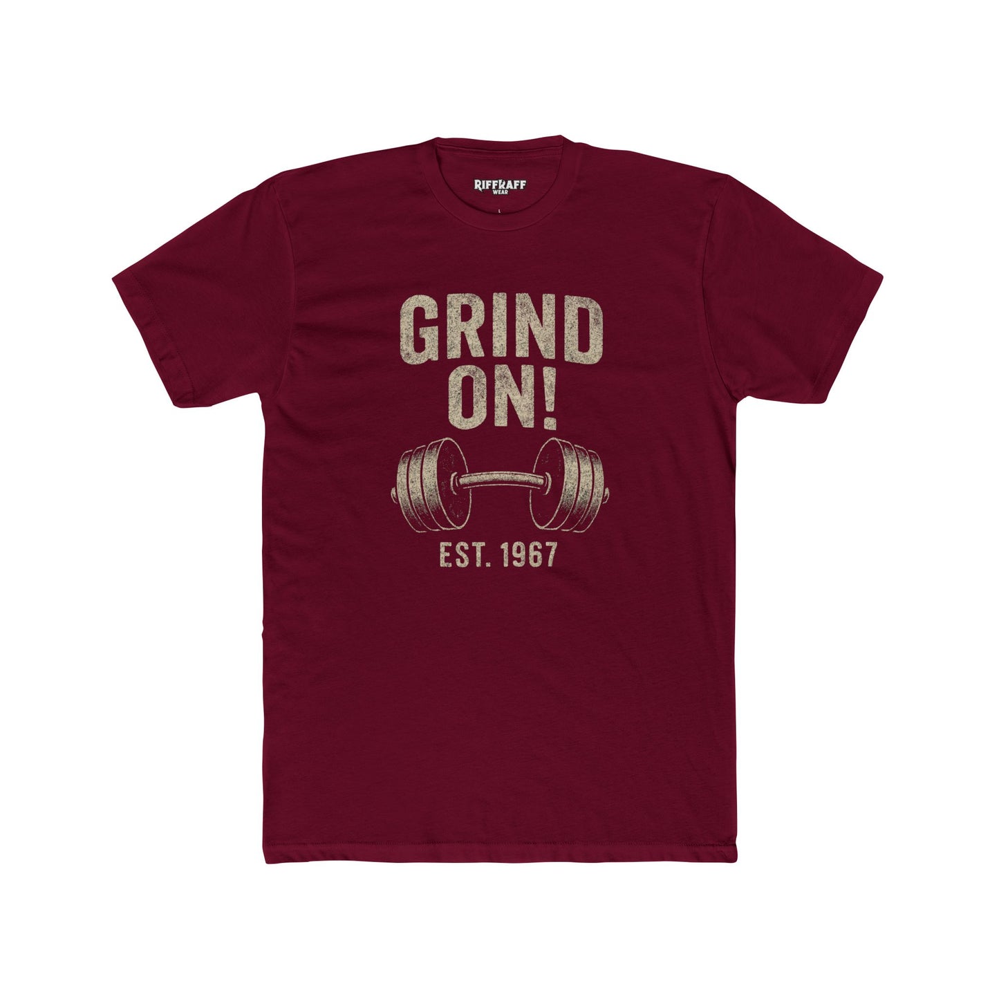Grind On! Unisex Cotton Crew Tee for Fitness Enthusiasts - Riff Raff Wear