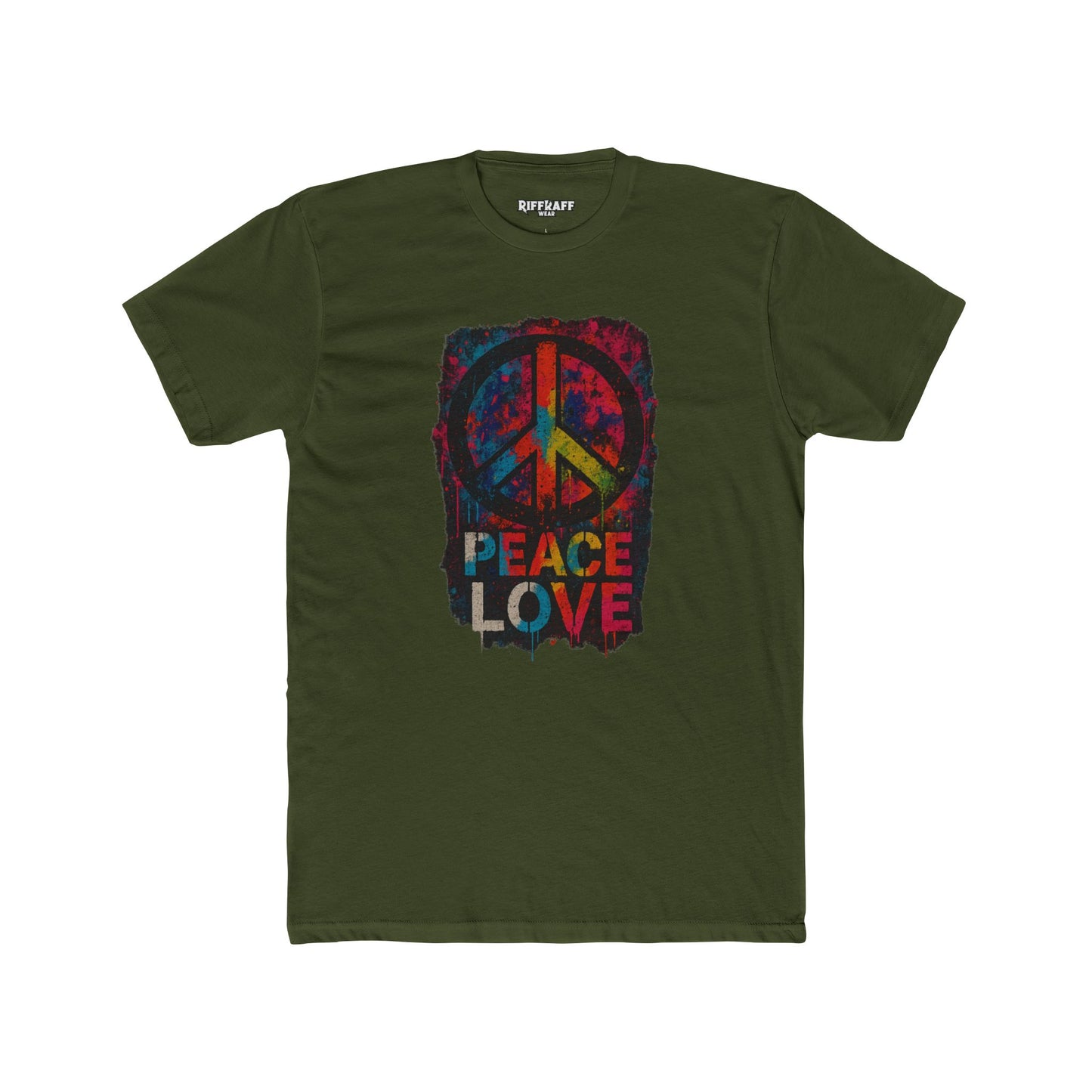 Peace Love Unisex Cotton Crew Tee - Vibrant Graphic Political Art - Riff Raff Wear