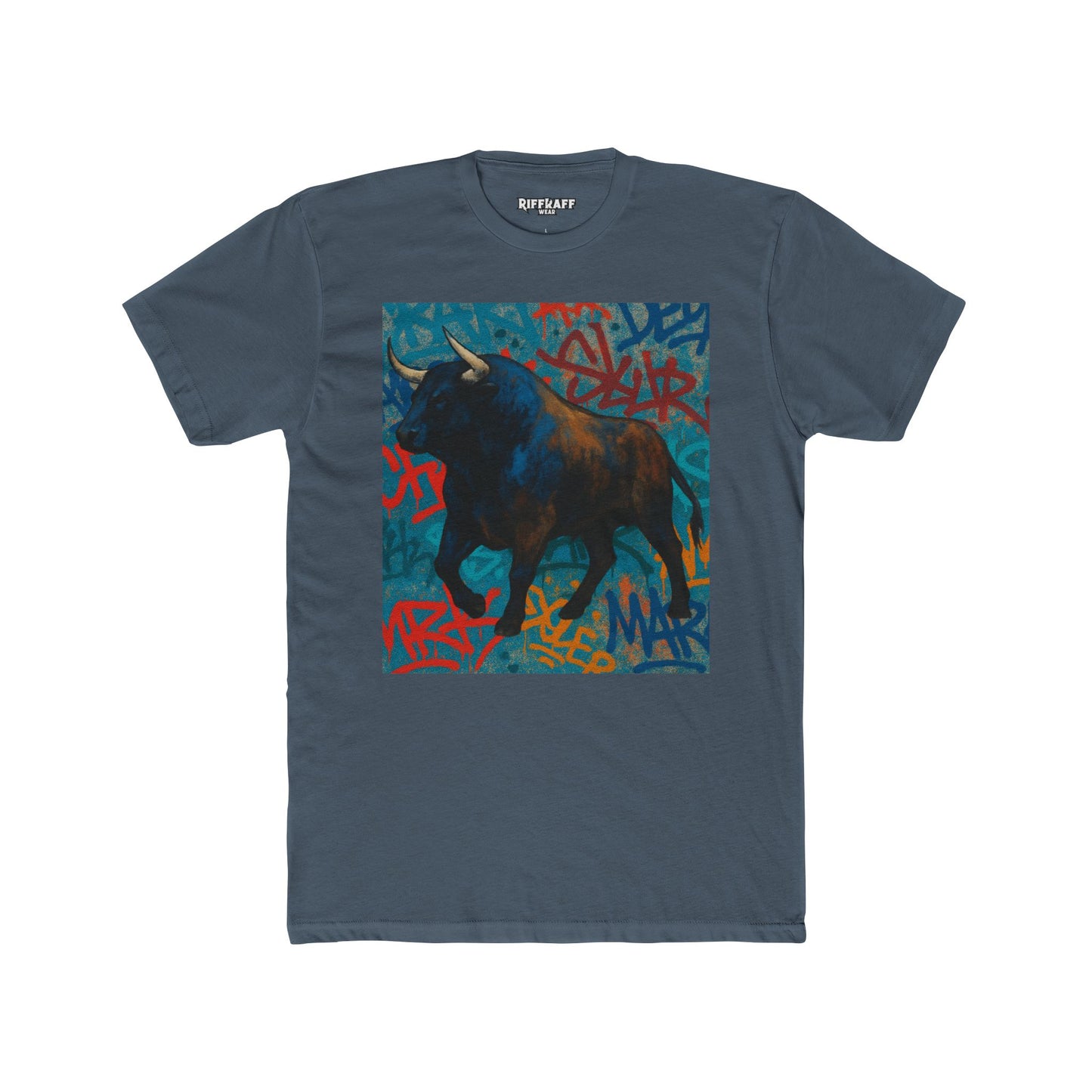 Graffiti Bull Unisex Cotton Crew Tee - Urban Style Graphic T-Shirt - Riff Raff Wear