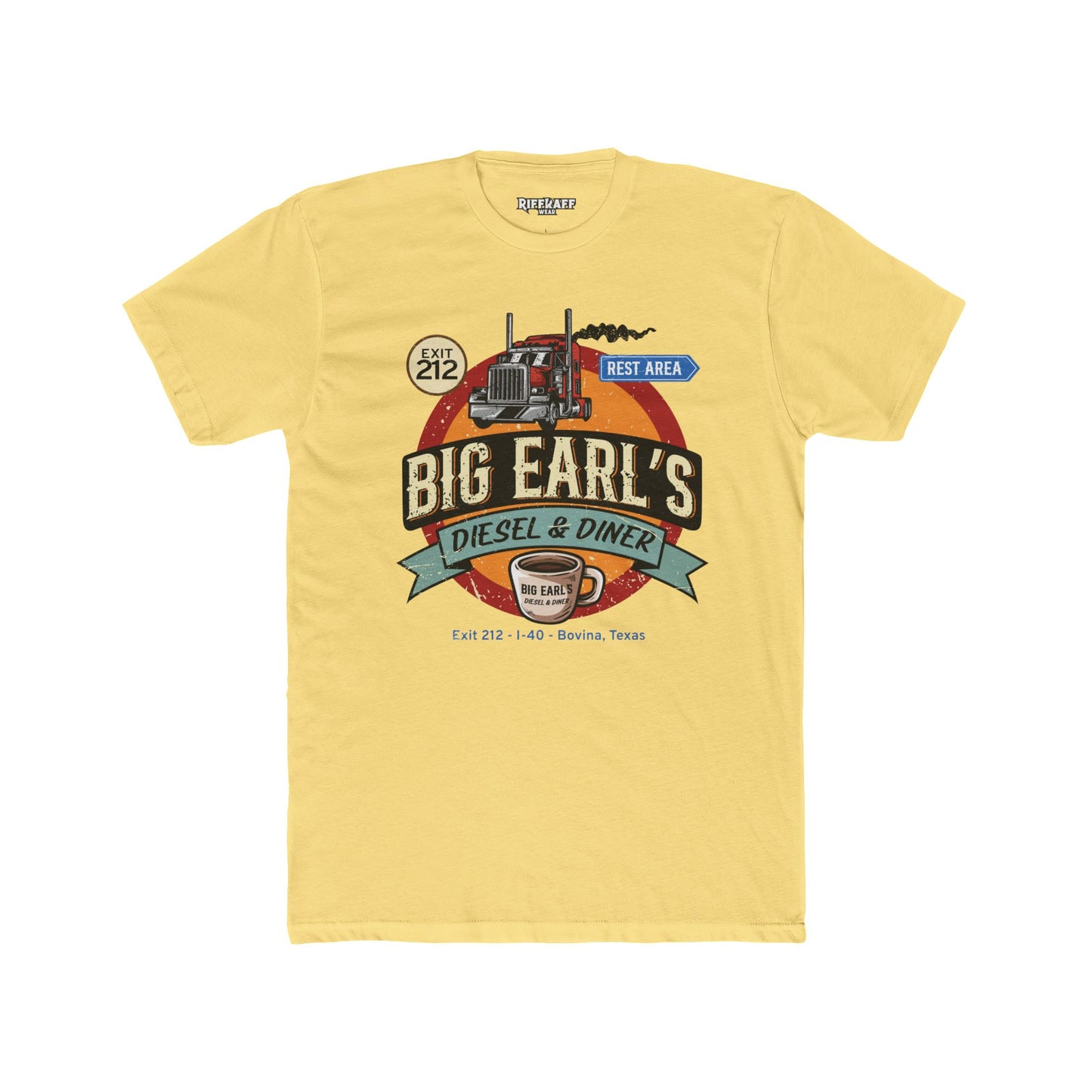 Big Earl's Diesel & Diner Graphic Tee - Unisex Cotton Crew Shirt - Riff Raff Underground