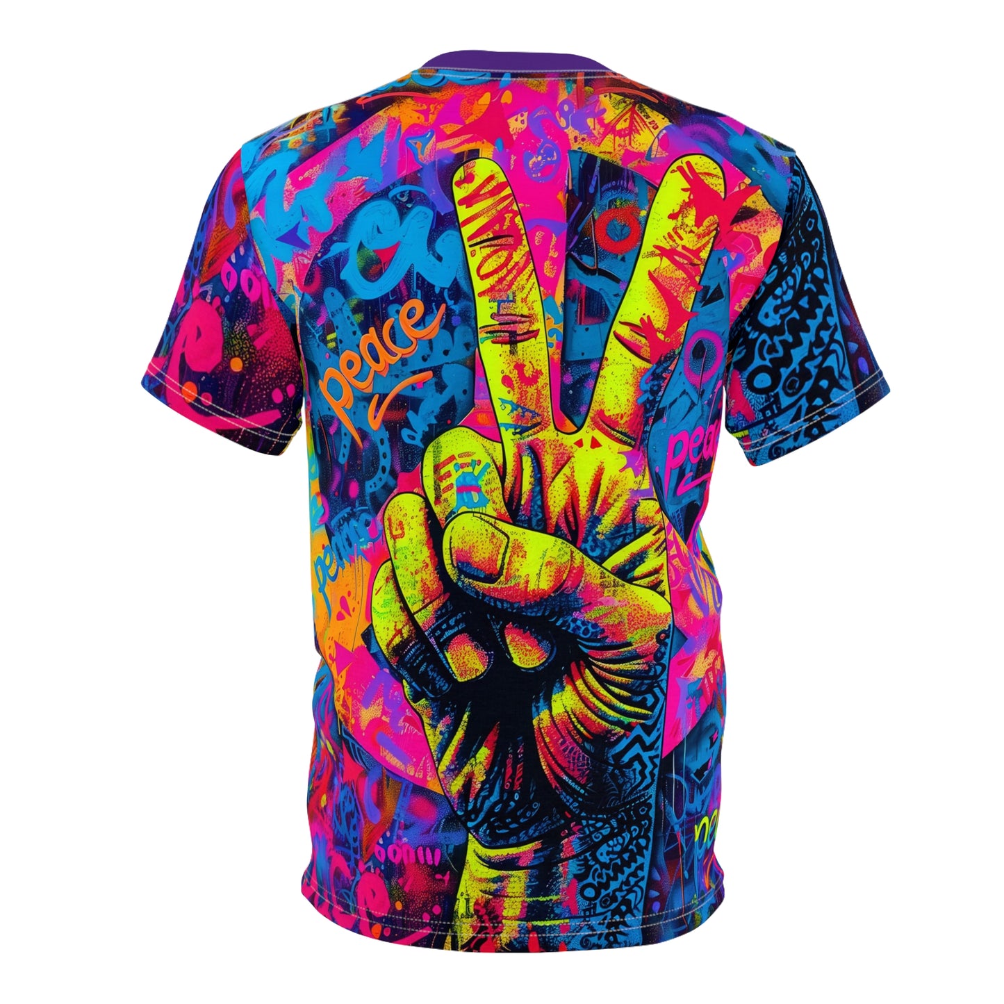 Color Pop Peace Sign Tee Print AOP - Riff Raff Wear