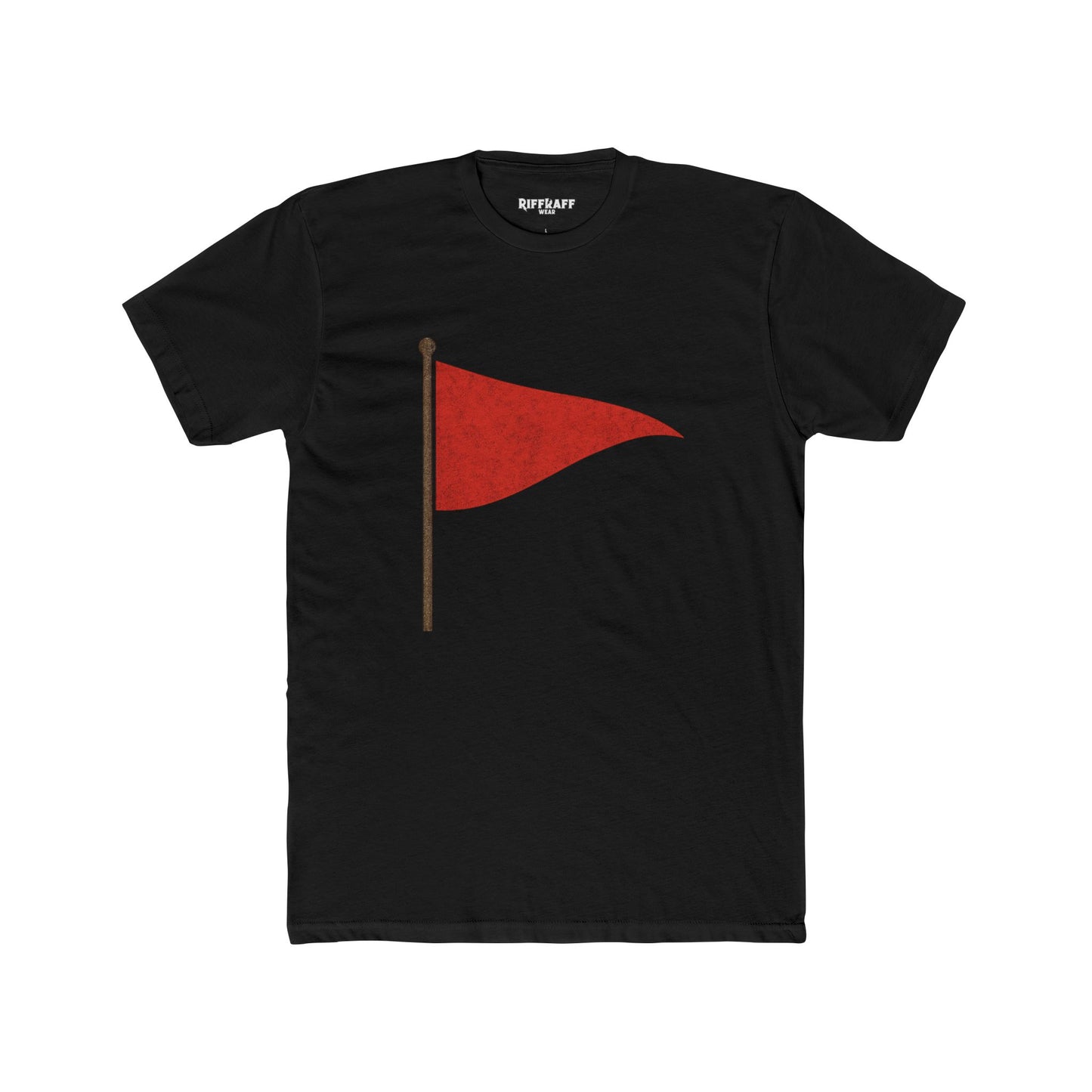 Unisex Cotton Crew Tee with Red Flag Design - Casual Wear for Trendsetters - Riff Raff Wear