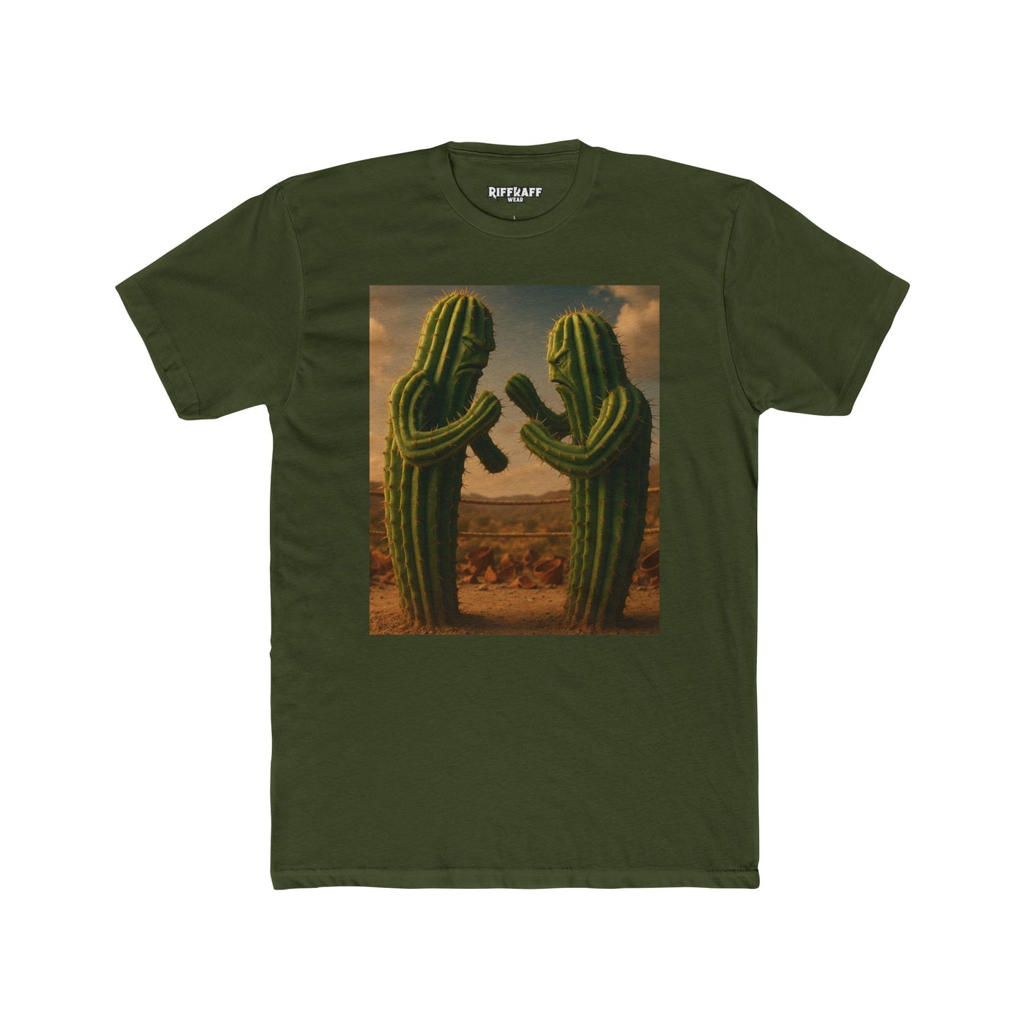 Funny Cactus Fight Club Crew Tee - Unique Unisex Cotton T-Shirt - Riff Raff Wear