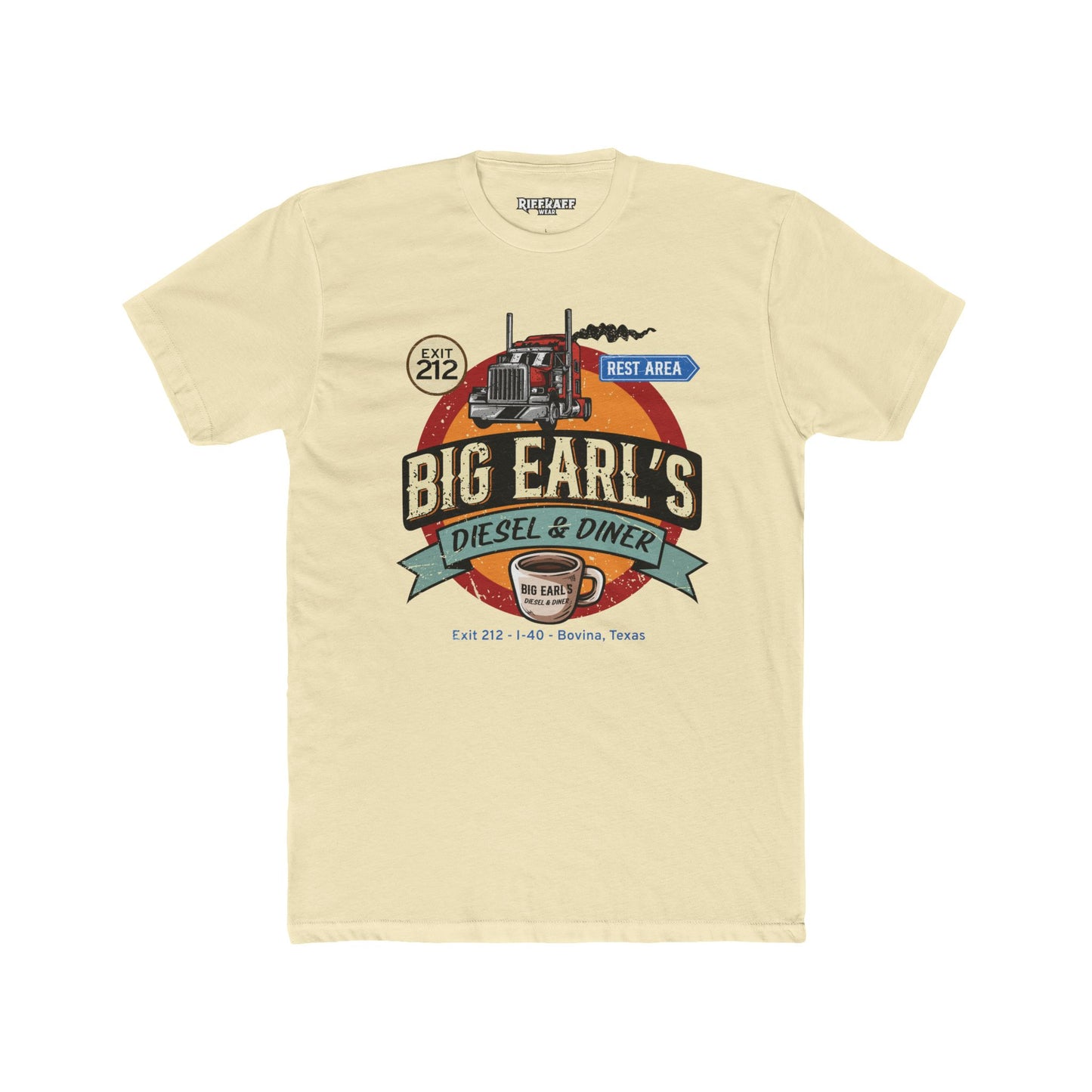 Big Earl's Diesel & Diner Graphic Tee - Unisex Cotton Crew Shirt - Riff Raff Underground