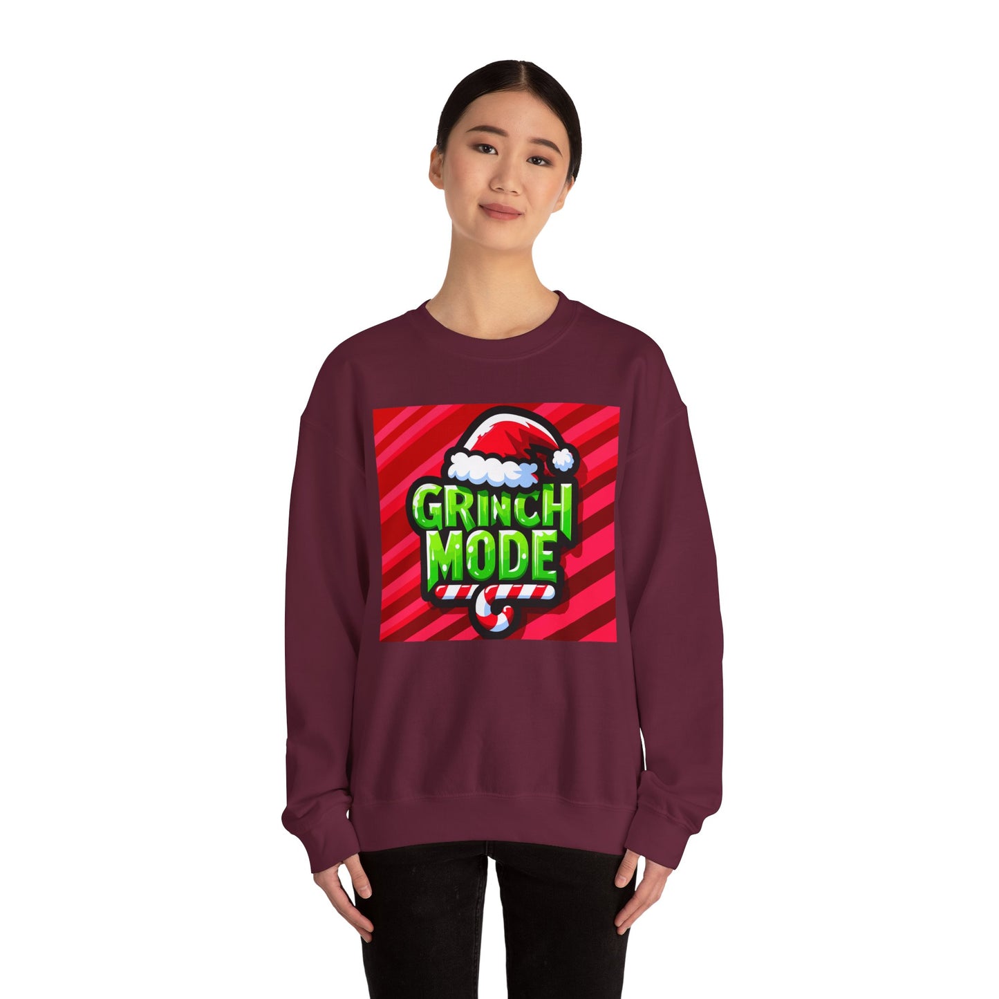 Grinch Mode Crewneck Sweatshirt, Christmas Attire, Holiday Sweatshirt, Festive Gift, Cozy Winter Wear, Funny Christmas Sweater - Riff Raff Wear