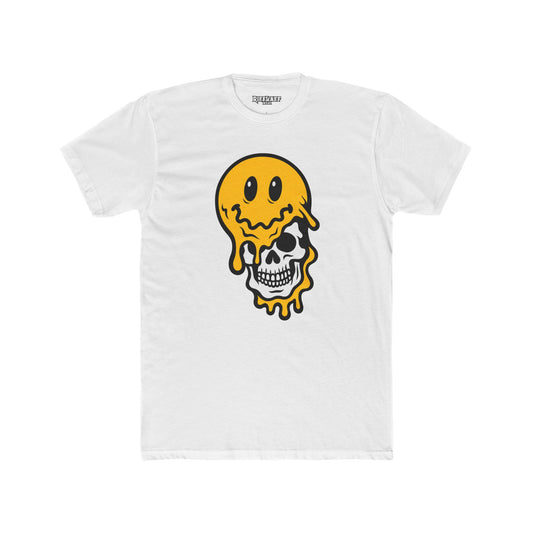 Trendy Graphic Tee: Melting Smile Skull Design - Unisex Cotton Crew Shirt, Casual Wear, Streetwear