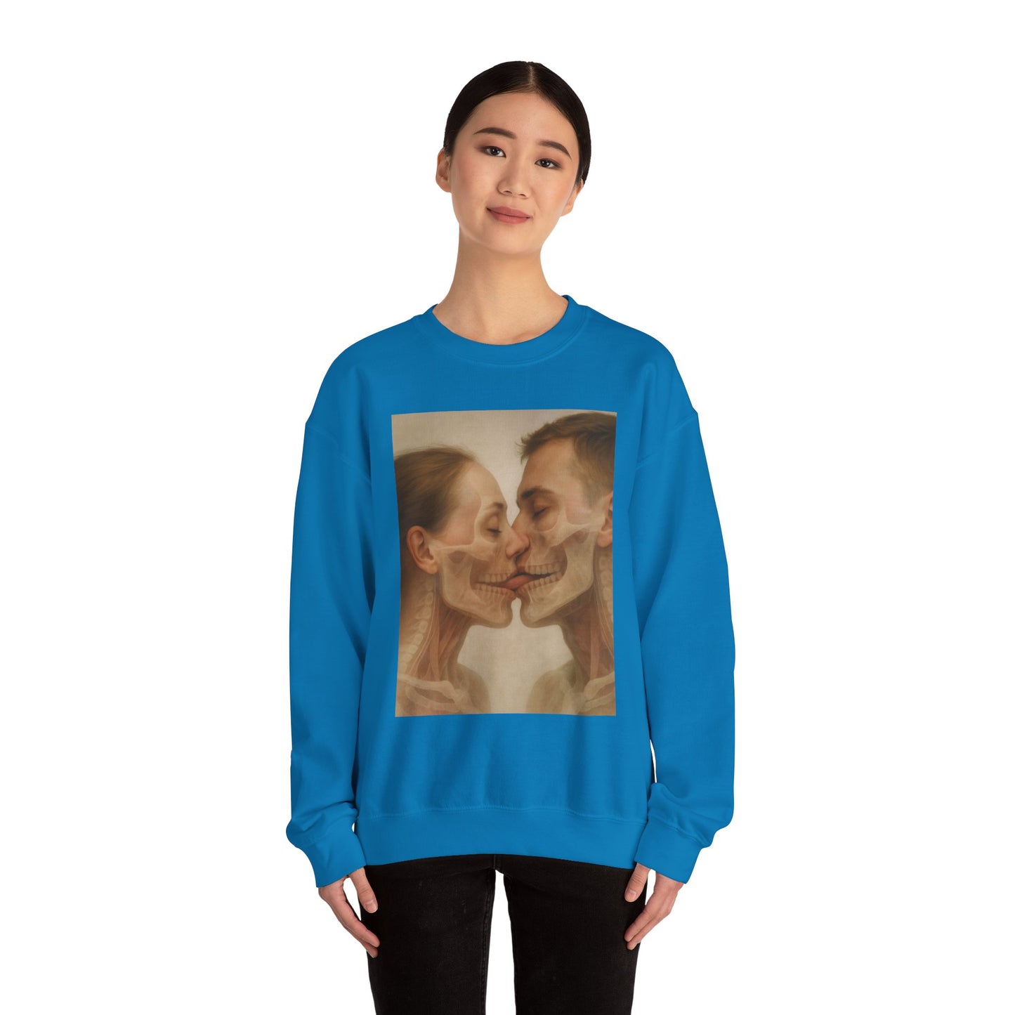 Romantic Skull Art Sweatshirt - Unisex Cozy Crewneck for Couples, Halloween, Gift Idea, Unique Sweatshirt, Trendy Layering - Riff Raff Wear