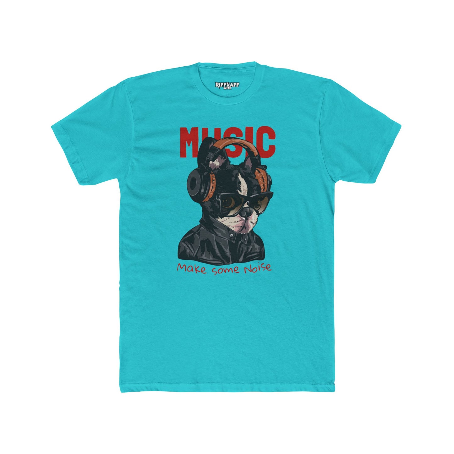 PetNique - Cool Dog Music Crew Tee - Unisex Cotton T-Shirt for Dog Lovers and Music Enthusiasts - Riff Raff Wear