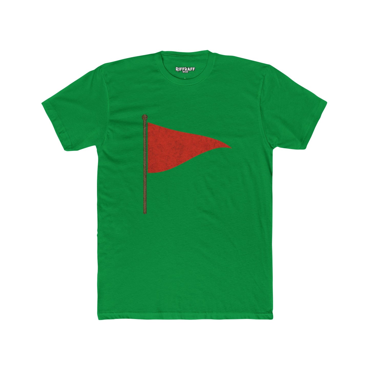 Unisex Cotton Crew Tee with Red Flag Design - Casual Wear for Trendsetters - Riff Raff Wear