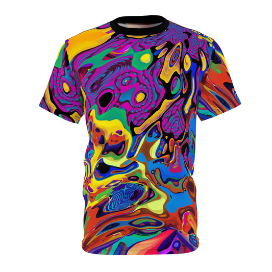 Vibrant Psychedelic Unisex Cut & Sew Tee - Colorful Graphic Shirt for Parties & Festivals