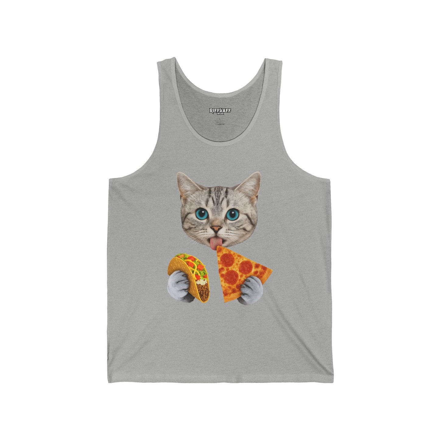 Funny Cat Pizza & Taco Unisex Jersey Tank Top - Riff Raff Wear
