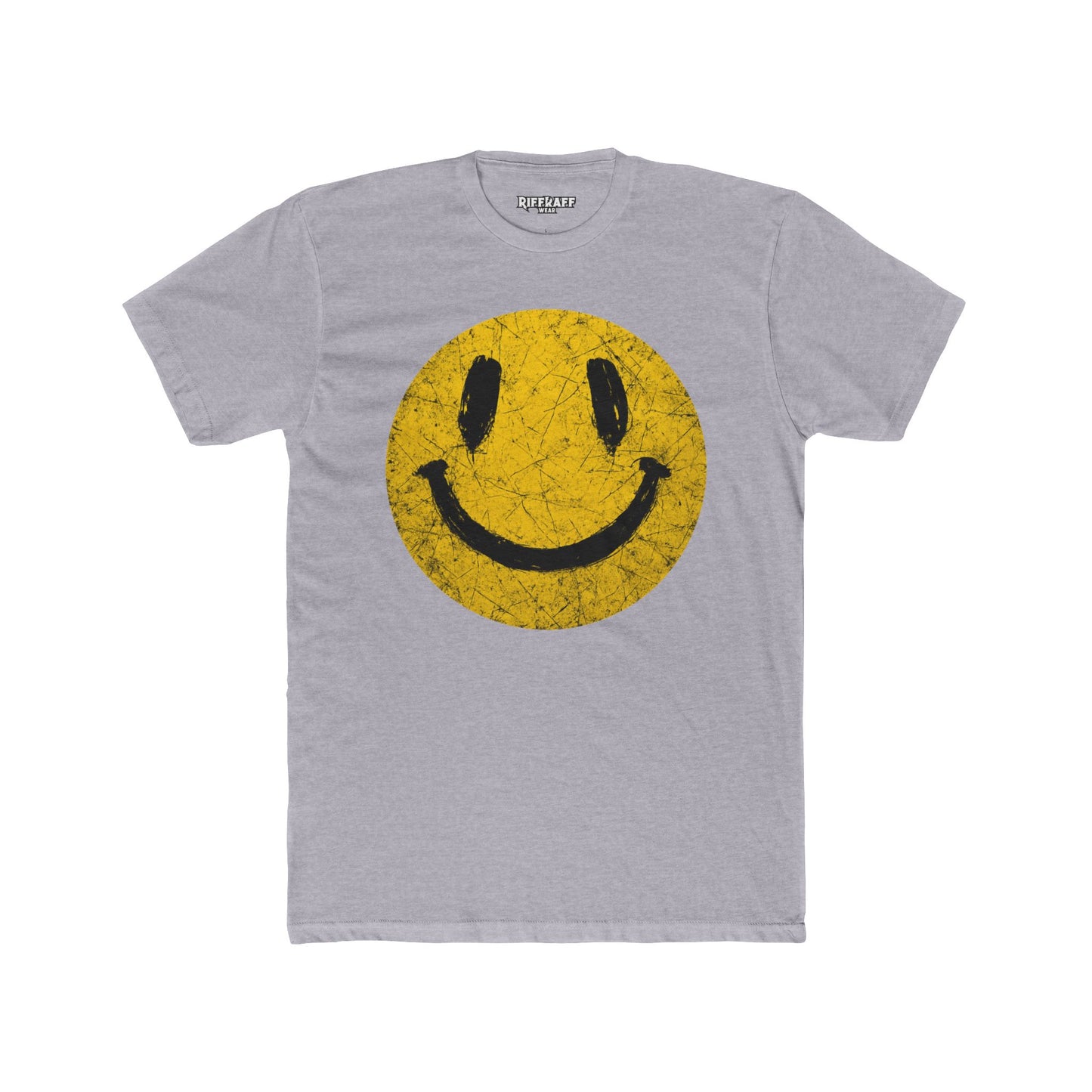 Retro Smiley Face Unisex Cotton Crew Tee - Joyful Vibe T-Shirt - Riff Raff Wear