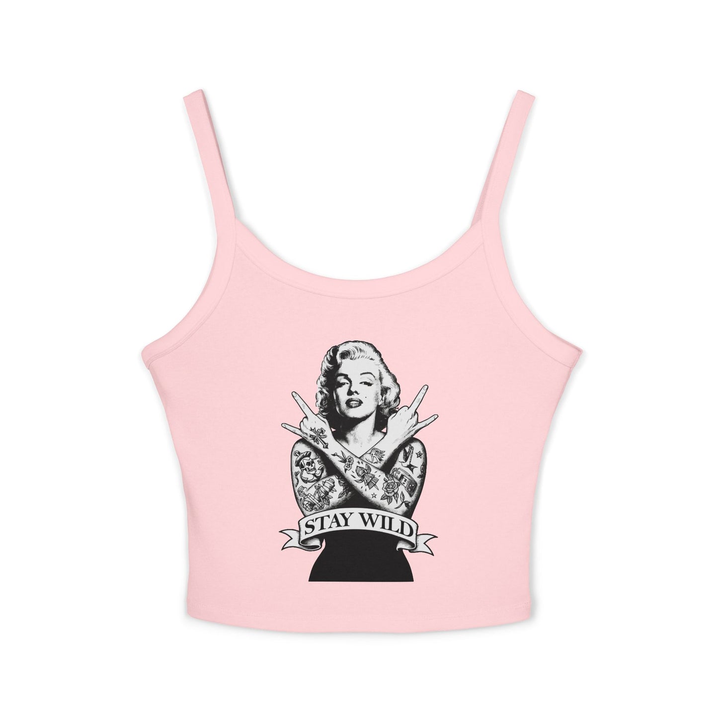 Stay Wild Marilyn Monroe Spaghetti Strap Tank Top – Trendy Women's Apparel for Summer & Festivals - Riff Raff Wear