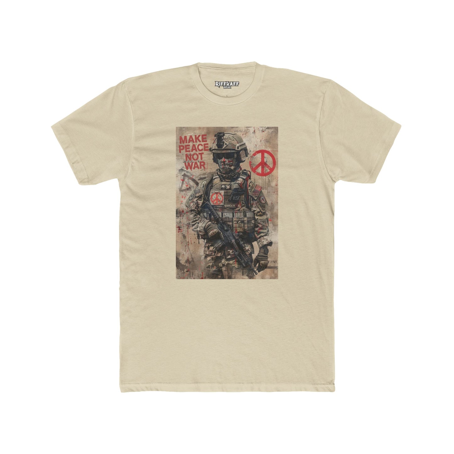 Unisex Cotton Crew Tee - Make Peace Not War Political Art - Riff Raff Wear