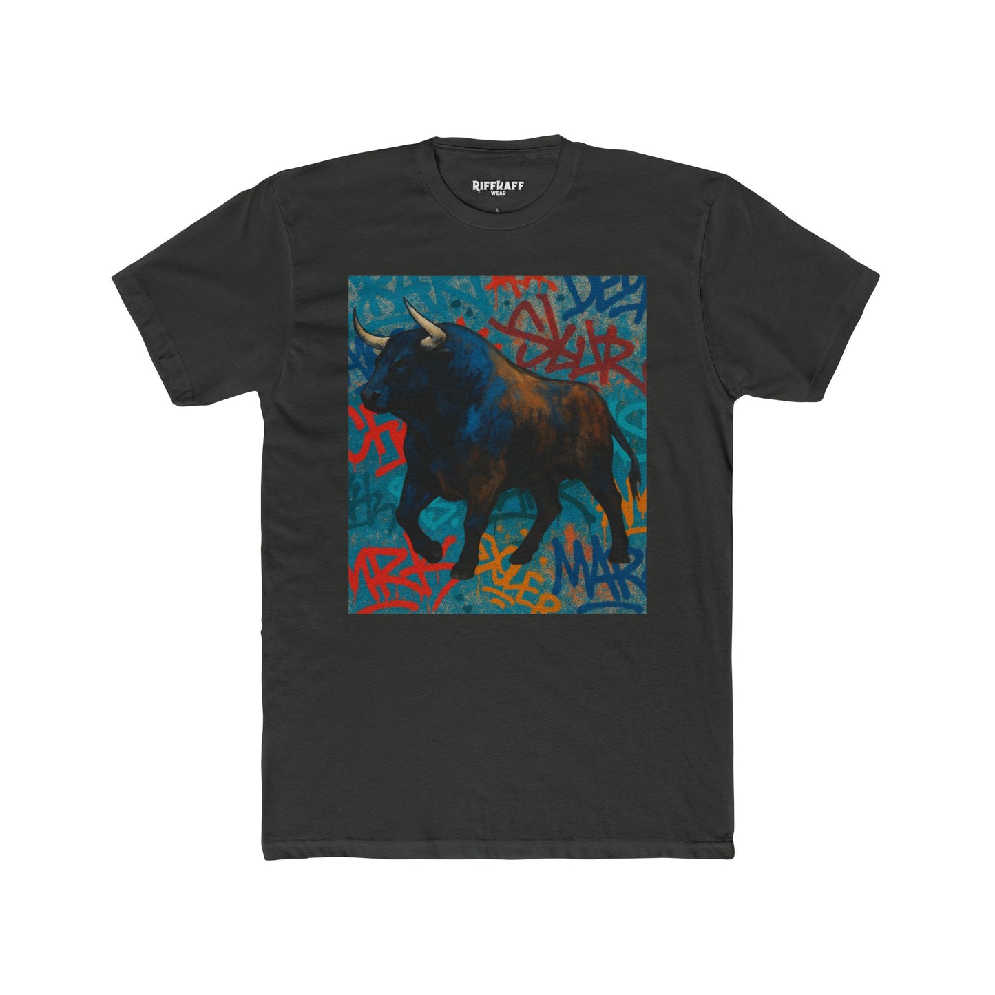 Graffiti Bull Unisex Cotton Crew Tee - Urban Style Graphic T-Shirt - Riff Raff Wear
