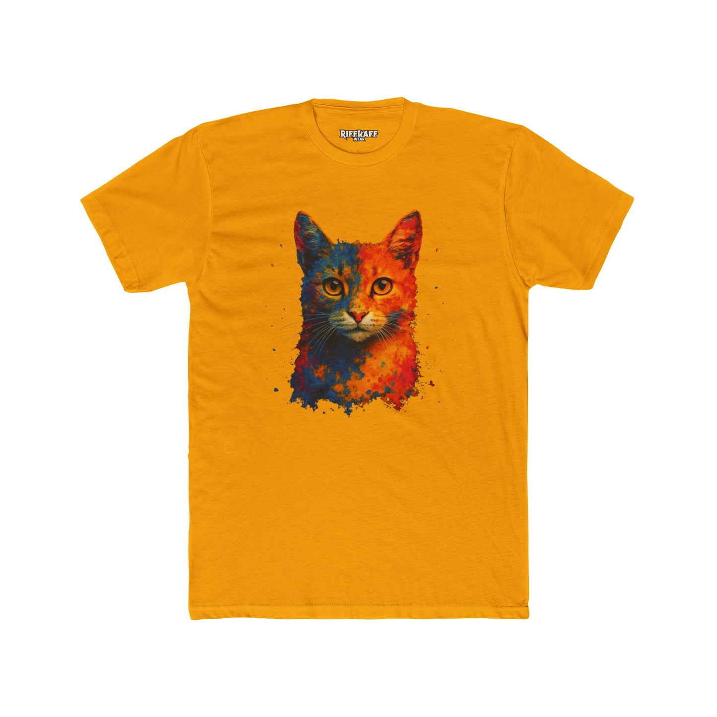 Vibrant Cat Art Unisex Cotton Crew Tee - Riff Raff Wear