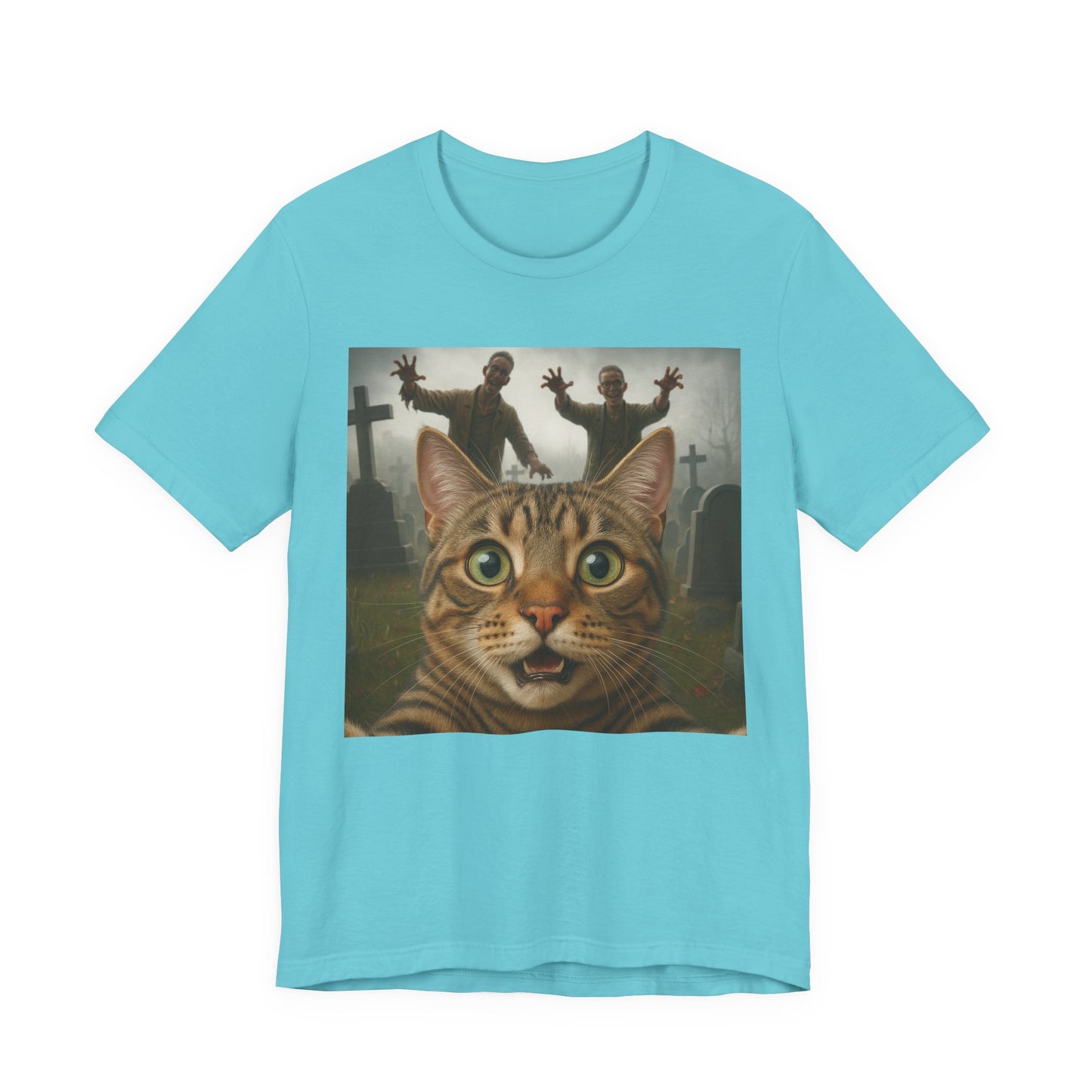 Zombie Cat Halloween Tee, Cute Cat Shirt, Unisex Graphic Tee, Funny Pet Lover Gift, Halloween Costume Top - Riff Raff Wear